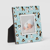 Welpe Dog Muster Frameless Family Foto Easel Fotoplatte (Vorderseite)
