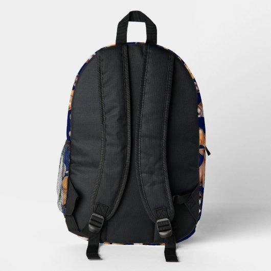 Welpe Dog Navy Blue Design Bedruckter Rucksack (Rückseite)