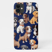 Welpe Dog Navy Blue Design Case-Mate iPhone Hülle (Rückseite)