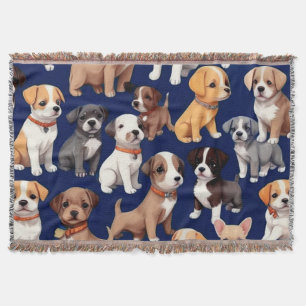 Welpe Dog Navy Blue Design Decke