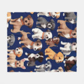Welpe Dog Navy Blue Design Fleecedecke (Vorderseite (Horizontal))