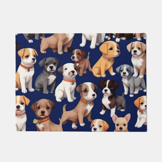 Welpe Dog Navy Blue Design Fußmatte (Vorderseite)