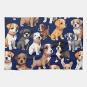 Welpe Dog Navy Blue Design Geschirrtuch (Horizontal)