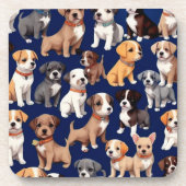 Welpe Dog Navy Blue Design Getränkeuntersetzer (Vorderseite)