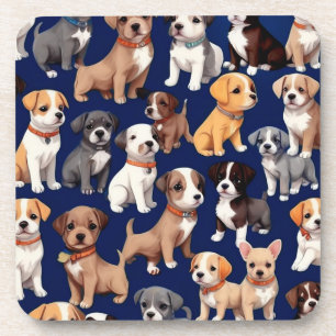 Welpe Dog Navy Blue Design Getränkeuntersetzer