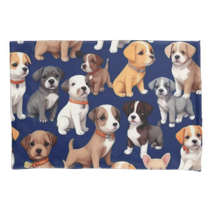 Welpe Dog Navy Blue Design Kissenbezug
