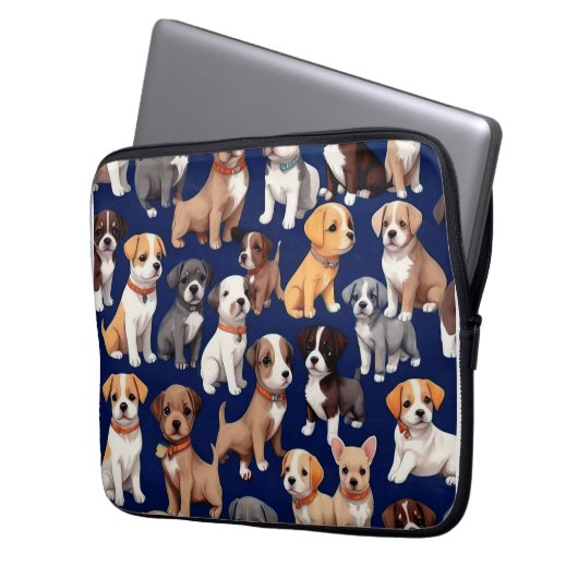 Welpe Dog Navy Blue Design Laptopschutzhülle (Vorderseite Links)