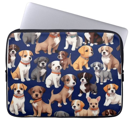 Welpe Dog Navy Blue Design Laptopschutzhülle (Vorderseite)