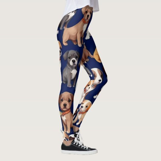 Welpe Dog Navy Blue Design Leggings (Rechts)