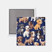 Welpe Dog Navy Blue Design Magnet (Vorderseite/Rückseite)
