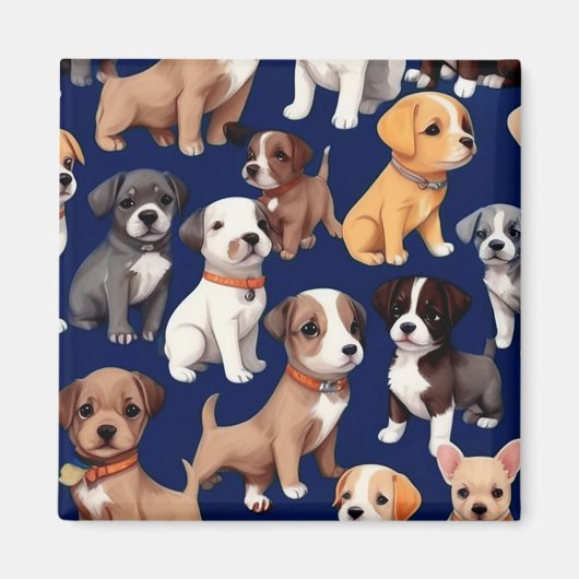 Welpe Dog Navy Blue Design Magnet (Vorne)