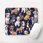 Welpe Dog Navy Blue Design Mousepad (Mit Mouse)
