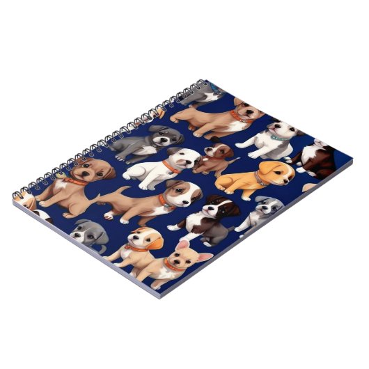 Welpe Dog Navy Blue Design Notizblock (Linke Seite)