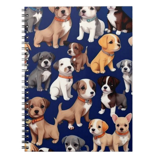 Welpe Dog Navy Blue Design Notizblock (Vorderseite)