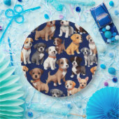 Welpe Dog Navy Blue Design Pappteller (Party)