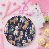 Welpe Dog Navy Blue Design Pappteller (Party)
