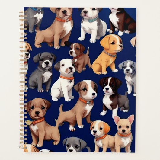 Welpe Dog Navy Blue Design Planer (Vorderseite)