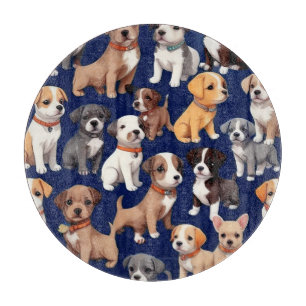 Welpe Dog Navy Blue Design Schneidebrett