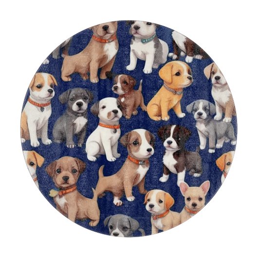 Welpe Dog Navy Blue Design Schneidebrett (Vorderseite)