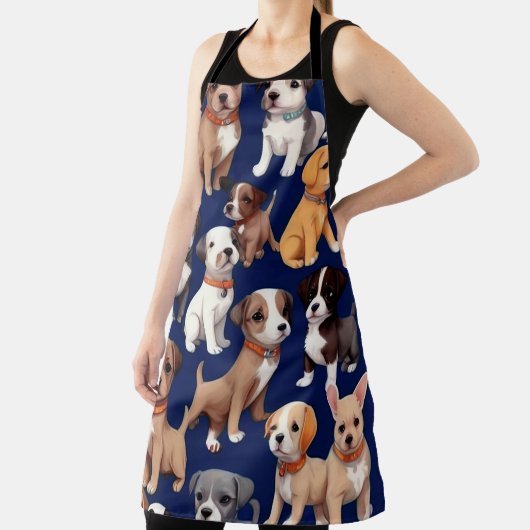Welpe Dog Navy Blue Design Schürze (InSitu)