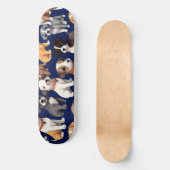 Welpe Dog Navy Blue Design Skateboard (Vorderseite)