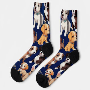 Welpe Dog Navy Blue Design Socken