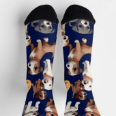 Welpe Dog Navy Blue Design Socken (Oben)