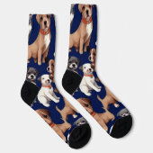 Welpe Dog Navy Blue Design Socken (Rechts)