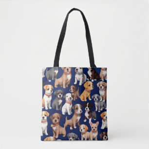 Welpe Dog Navy Blue Design Tasche