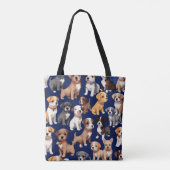 Welpe Dog Navy Blue Design Tasche (Rückseite)