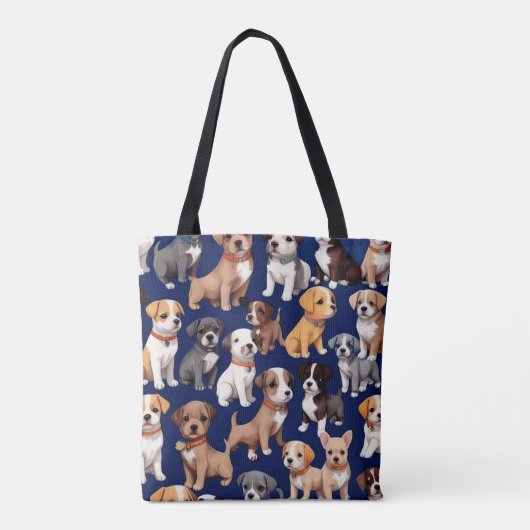 Welpe Dog Navy Blue Design Tasche (Rückseite)