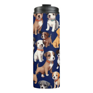 Welpe Dog Navy Blue Design Thermosbecher