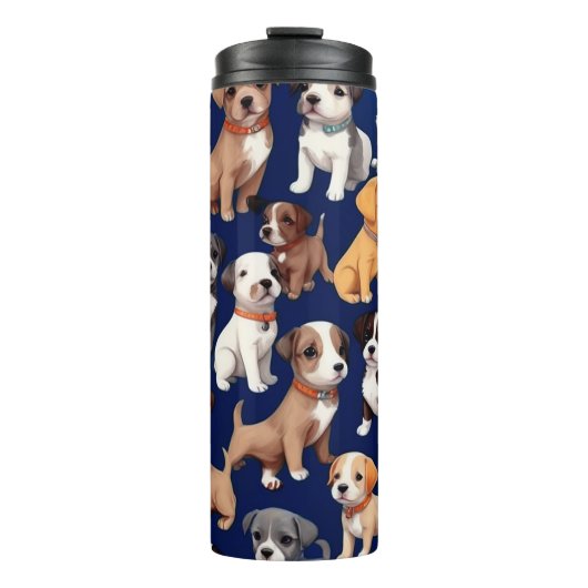 Welpe Dog Navy Blue Design Thermosbecher (Vorderseite)