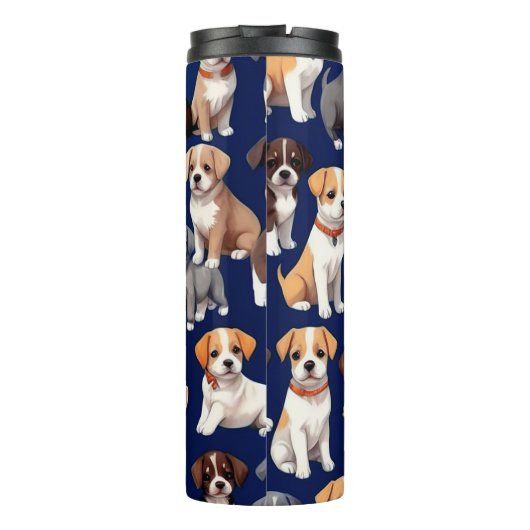 Welpe Dog Navy Blue Design Thermosbecher (Rückseite)
