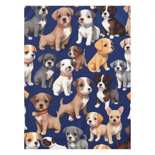 Welpe Dog Navy Blue Design Tischdecke (Vorderseite)