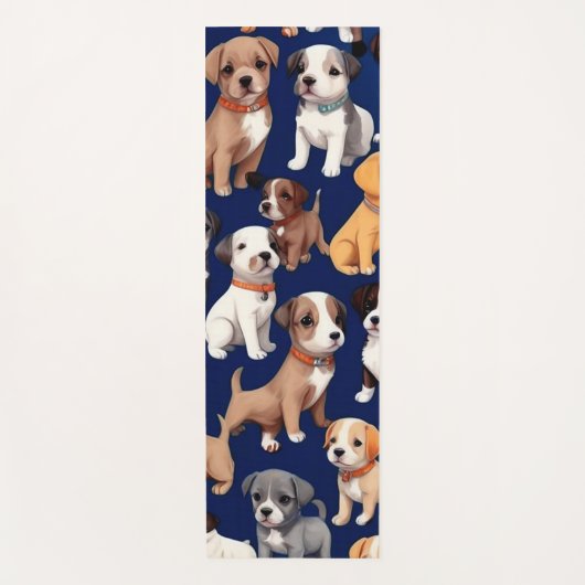 Welpe Dog Navy Blue Design Yogamatte (Vorderseite)