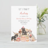 Welpe Dog Pals Birthday Girl Einladung (Stehend Vorderseite)