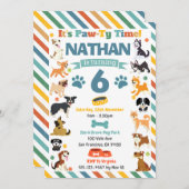 Welpe Dog Paw-ty Aminals Geburtstag Einladung (Vorne/Hinten)