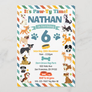 Welpe Dog Paw-ty Aminals Geburtstag Einladung