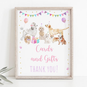 Welpe Dog Pink Girl Geburtstagsgeschenke Zeichen Poster