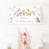 Welpe Dog Pink Girl Paw ty Birthday Banner (Insitu)