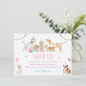 Welpe Dog Pink Girl Paw ty Birthday Dankeskarte (Stehend Vorderseite)