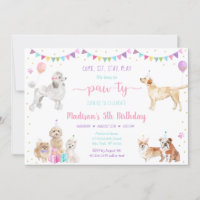 Welpe Dog Pink Gold Girl Geburtstagseinladung