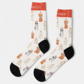 Welpe Dog Santa Pattern Cream Socken (Linkes Detail)