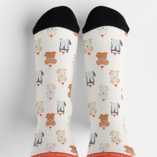 Welpe Dog Santa Pattern Cream Socken (Oben)