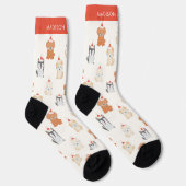 Welpe Dog Santa Pattern Cream Socken (Rechts)