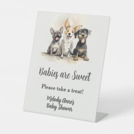 Welpe Dog Schwanzes Boy Baby Dusche Leckereien Sockelschild