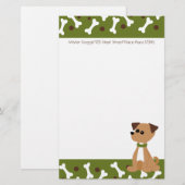 Welpe Doggie in Grün Briefpapier (Vorne/Hinten)