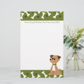 Welpe Doggie in Grün Briefpapier (Stehend Vorderseite)