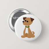 Welpe Doggie in Grün Button (Vorne & Hinten)
